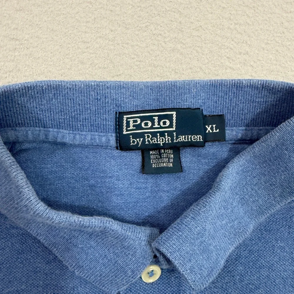 Polo Ralph Lauren Shirt Men's XL Blue Short Sleeve Pique Cotton Pony Logo Preppy